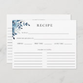 Carte de recette florale botanique bleu poussiéreu (Devant / Derrière)