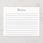 Carte de recette florale de thé d'aquarelle (Dos)