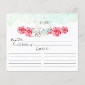 Carte de recette florale de thé d'aquarelle (Devant)