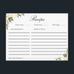 carte de recette florale d'ivoire aquarelle<br><div class="desc">Une belle aquarelle design florale avec fleurs blanches d'ivoire. Les caractéristiques de ce design peuvent être personnalisées.</div>