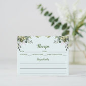 Carte de recette florale Eucalyptus Watercolor (Debout devant)