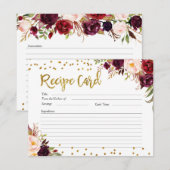 Carte de recette Florale Gold et Red Marsala (Devant / Derrière)