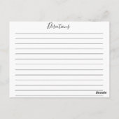 Carte de recette florale Lavender Watercolor (Dos)