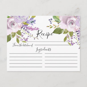 Carte de recette florale Lavender Watercolor