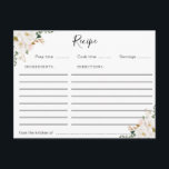 carte de recette florale magnolia aquarelle<br><div class="desc">Une belle aquarelle fleurie avec des fleurs de magnolia blanches. Les caractéristiques de ce design peuvent être personnalisées.</div>