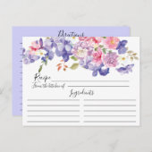 Carte de recette florale pourpre et rose (Devant / Derrière)