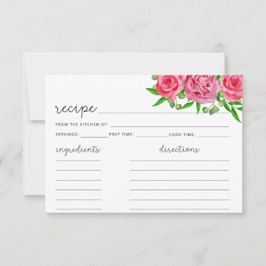 Carte de recette florale rose (Devant)