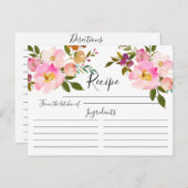 Carte de recette florale rose et pourpre (Devant / Derrière)