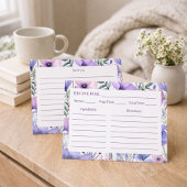 Carte de recette florale violette élégante pour la