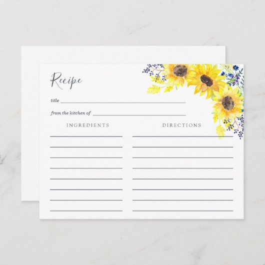 Carte de recette Flowerfields (Devant / Derrière)