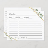 Carte de recette géométrique en or avec feuillage (Devant / Derrière)