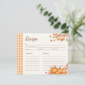 Carte de recette Gingham de récolte de citrouille (Debout devant)