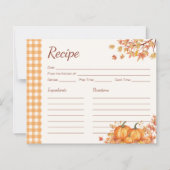 Carte de recette Gingham de récolte de citrouille (Devant)