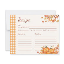 Carte de recette Gingham de récolte de citrouille