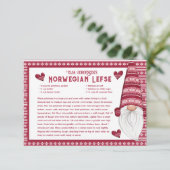 Carte de recette Gnome Lefse rouge et blanc (Debout devant)