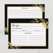 Carte de recette Gold Black Botanical Foliage (Devant / Derrière)