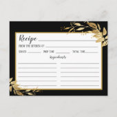 Carte de recette Gold Black Botanical Foliage (Devant)