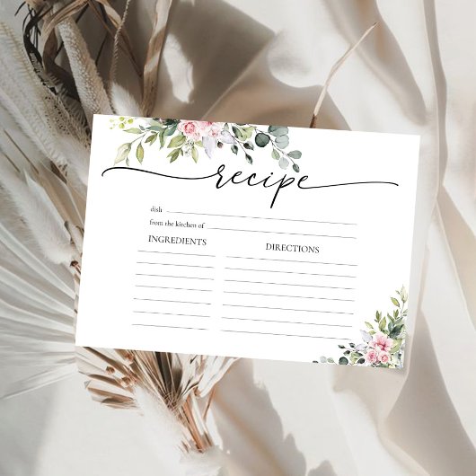 Carte de recette grande en verdure rose tendre