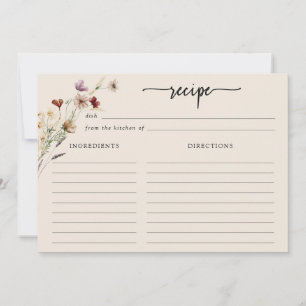 Carte de recette grande Fleurs sauvages Boho