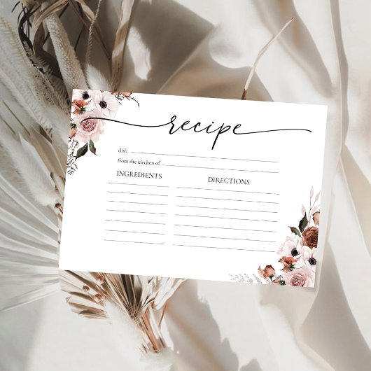 Carte de recette grande pour la douche de mariée e