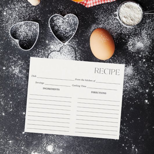 Carte de recette ivoire minimaliste
