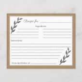 Carte de recette Kraft & Rustic Fête des mariées (Devant)