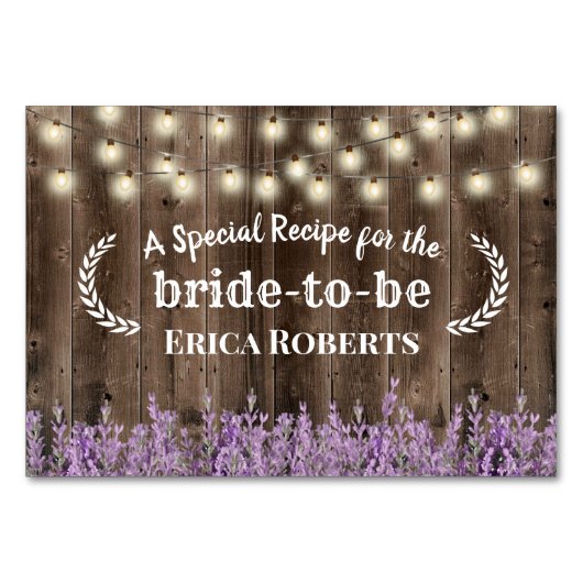 Carte de recette | Lavande Floral Bois rustique (Devant)