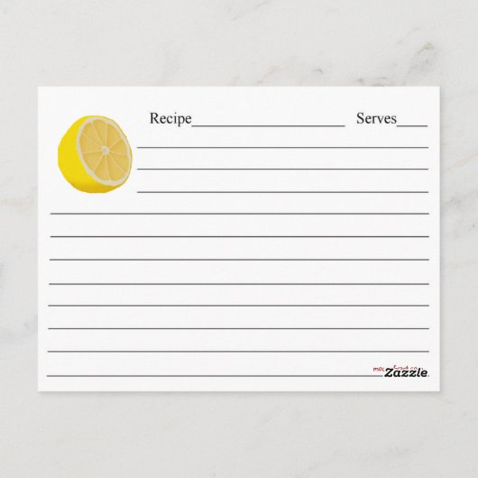 Carte de recette Lemonade (Dos)