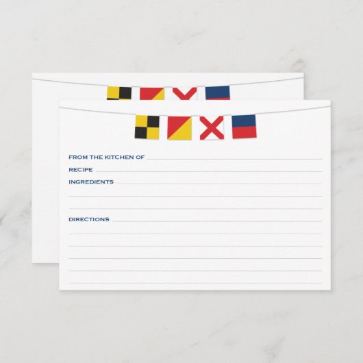 Carte de recette LOVE Nautical Flags 3 (Devant / Derrière)