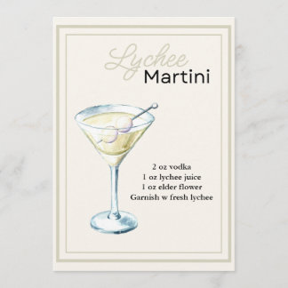 Carte de recette Lychee Martini modifiable