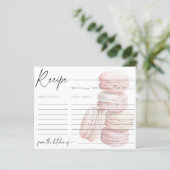 Carte de recette Macaron Aquarelle rose (Debout devant)