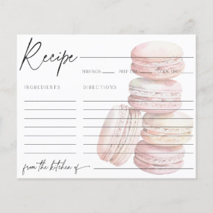 Carte de recette Macaron Aquarelle rose