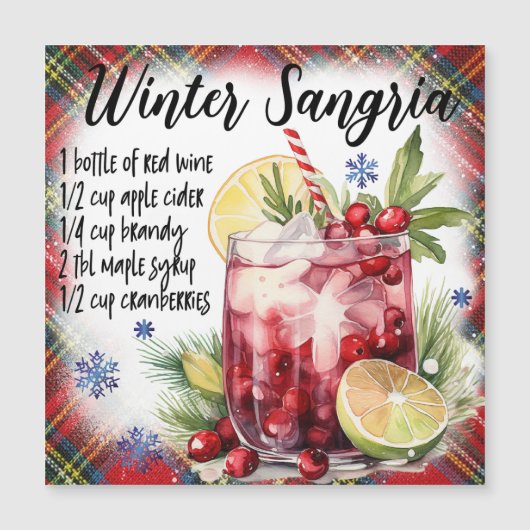 Carte de recette magnétique Sangria d'hiver (Devant)