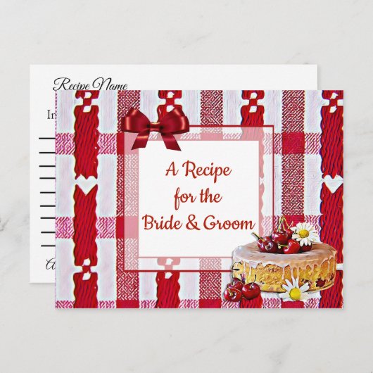 Carte de recette Mariage à nappes rouges (Devant / Derrière)
