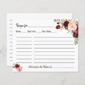 Carte de recette mariage de douche nuptiale carte (Devant / Derrière)