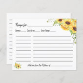 Carte de recette mariage douche nuptiale carte tou (Devant / Derrière)