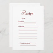 carte de recette mariage enterrement de vie de jeu (Devant / Derrière)