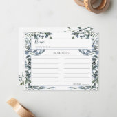 Carte de recette Mariage fleuri vert argent Sage (Devant/Arrière en situation)