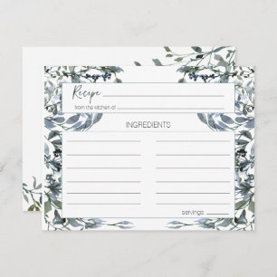 Carte de recette Mariage fleuri vert argent Sage
