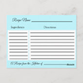 Carte de recette mariage floral bleu et or (Dos)