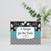 Carte de recette Mariage floral rayé noir et bleu (Debout devant)
