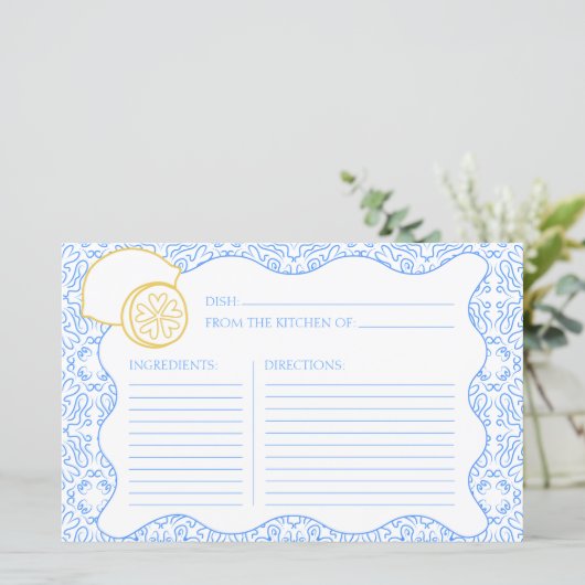 Carte de Recette Mariage Italien Citron Citrus (Debout devant)