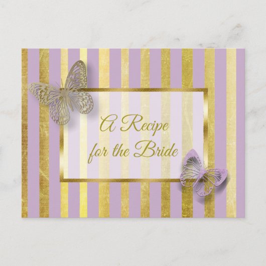 Carte de recette mariage papillon violet et or (Devant)