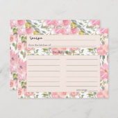 Carte de recette Mariage rose pâle couleur Aquarel (Devant / Derrière)