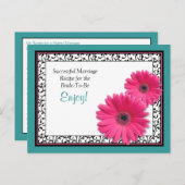 Carte de recette Mariage turquoise rose Gerbera ré (Devant / Derrière)