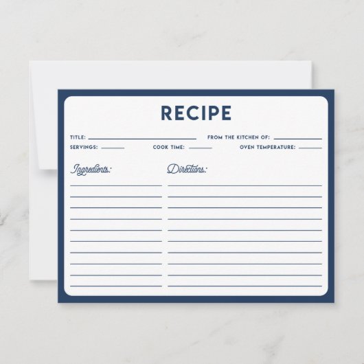 Carte de recette Marine Blue Nautical Modern Typog (Devant)