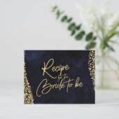 Carte de recette Marine Blue Watercolor & Gold Bri (Debout devant)