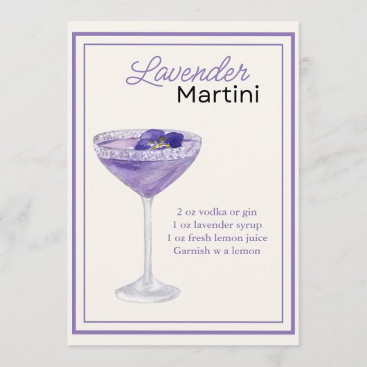 Carte de recette Martini Lavender modifiable (Devant)