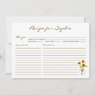 Carte de recette Mason Jaune Fleurs de soleil Whim
