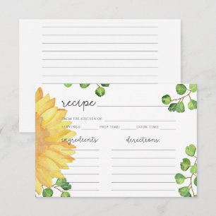 Carte de recette minimaliste de tournesol d'aquare